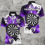 Lightning Grunge Dartboard Custom 3D Printed Darts Shirts For Men, Darts Team Jerseys |Purple TDM3724