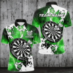 Lightning Grunge Dartboard Custom 3D Printed Darts Shirts For Men, Darts Team Jerseys |Green TDM3723