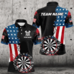 Personalized Grunge Dartboard American Flag Darts Shirts For Men, Patriotic Us Flag Dart Jerseys TDM3719