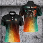 Fire Glowing Light Aim Love Dart Shirt For Men Custom Funny Dart Jerseys TDM3713
