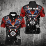 Personalized Fire American Flag Eagle Darts Shirts For Men Custom Pride Patriotic Dart Jerseys TDM3714