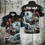 Personalized Wolf Thunder Lightning Darts Polo, Quarter Zip Custom Dart Shirts For Men Darts Jersey TDM3710