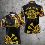 Yellow Golden Darts Tie Dye Polo & Quarter Zip Custom Dart Shirts For Men Glowing Dart Jerseys TDM3709
