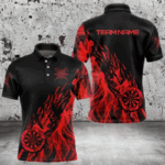 Red And Black Dartboard Fire Flame Darts Polo & Quarter Zip Custom Dart Shirt For Men Dart Jerseys TDM3707