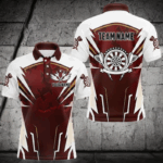 Personalized Wine Red And White Dart Shirts For Men Custom Team Darts Jerseys Polo & Quarter Zip TDM3701