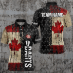 Grunge Vintage Canada Flag Custom Retro Dart Shirts For Men, Pride Team Patriotic Dart Jerseys TDM3691