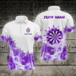 Purple Icy Light White Darts Polo & Quarter Zip Custom Dart Shirts For Men Team Darts Jerseys TDM3684