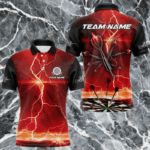 Black And Red Dart Arrow Thunder Lightning Darts Shirts For Men Custom Dart Jerseys Polo & 1/4 Zip TDM3674