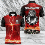 Funny Dartboard Lightning Custom Red Black Dart Shirts For Men, Dart Jerseys TDM3673