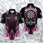 Personalized Pink Icy Dartboard Custom Darts Polo & Quarter Zip For Men, Team Dart Jerseys Outfit TDM3672