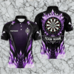 Personalized Purple Icy Dartboard Custom Darts Polo & Quarter Zip For Men, Team Dart Jersey Outfit TDM3671