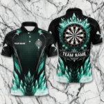 Personalized Turquoise Icy Dartboard Custom Darts Polo & Quarter Zip For Men, Team Dart Jerseys TDM3670