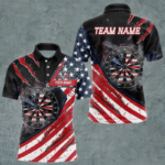 Personalized American Flag Dartboard Smoke Dart Shirts For Men, Pride Patriotic Dart Team Jerseys TDM3518
