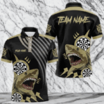 Black And Gold Funny Shark Dart Shirt With Pocket For Men Custom Dart Jersey TDM3655