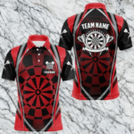 Personalized Black And Red Dartboard Pattern Dart Shirts For Men Custom Dart Jerseys Team Uniform TDM3651