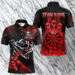 Fire Flame Darts Board American Flag Skull Dart Shirts For Men Custom Darts Team Jerseys |Red TDM3646
