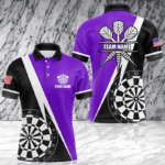 Black And Purple Grunge Dartboard Men Darts Polo & Quarter Zip For Men Custom Dart Jersey Uniform TDM3645