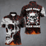 Personalized Red Glowing Fire Crack Skull Dart Shirts Custom Scary Dart Shirts For Men Dart Jersey TDM3267