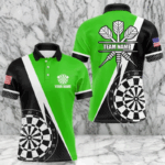 Black And Green Grunge Dartboard Men Darts Polo & Quarter Zip For Men Custom Dart Jersey Uniform TDM3644