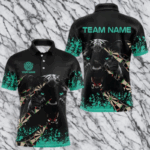 Grunge Turquoise Panther Dart Shirt Polo & 1/4 Zip For Men Custom Dart Jersey TDM3620
