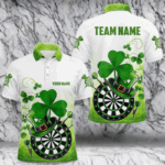 Green Luckiest Shamrock 3D Dartboard Men Dart Shirts Custom St Patrick Day Dart Shirts Team Jerseys TDM3625