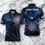 Personalized Thunder Lightning Eagle Blue Darts Shirt Polo & Quarter Zip For Men Dart Team Jersey TDM3580
