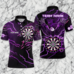 Personalized Thunder Lightning Eagle Purple Darts Shirt Polo & Quarter Zip For Men Dart Team Jersey TDM3578