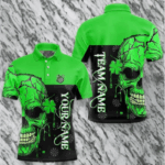 Personalized Green Shamrock Skull Dart Shirts For Men Custom Saint Patrick Day Dart Jerseys Outfit TDM3613