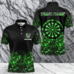 Custom Green Glowing Dartboard St Patrick Day Dart Shirts For Men, Luckiest Shamrock Dart Jerseys TDM3612