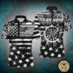 Custom Black Grunge US Flag Patriotic Darts Shirt For Men, Retro Darts Board Darts Team Jerseys TDM3155