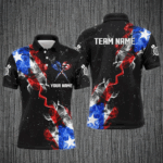 Customized Grunge US Flag Smoke Darts Polo & Quarter-Zip Shirts, Patriotic Darts Jerseys For Men TDM2497