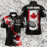 Custom Grunge Canada Flag Smoke Dart Shirt For Men, Patriotic Darts Jersey TDM3552