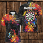 Personalized Dartboard Colorful Paint Men Dart Polo Shirts With Pocket Custom Grunge Darts Jersey TDM1894