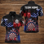 Personalized Dartboard American Flag Smoke Dart Shirts For Men Custom Patriotic Team Darts Jerseys TDM3536