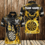 Yellow Dart Board Fire Flame Custom Eagle Dart Shirts For Men, Thunder Lightning Dart Team Jerseys TDM3508