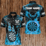 Blue Dart Board Fire Flame Custom Eagle Dart Shirts For Men, Thunder Lightning Dart Team Jerseys TDM3507