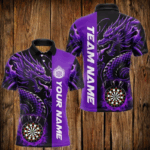 Custom Dragon Dart Shirts For Men, Personalized 3D Dart League Uniform Best Dart Jerseys |Purple TDM3501