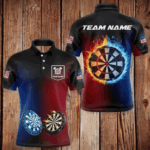 Blue And Red Dart Water Fire Men Dart Shirt With Pocket Custom Dart Jerseys TDM3500