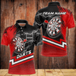 Red Black Dart Shirts With Pocket For Men Custom Lightning Dart Jerseys TDM3498