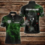 Personalized Thunder Lightning Funny Storm Custom Dart Shirt For Men, Cool Green Dart Team Jerseys TDM3497