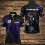 Personalized Thunder Lightning Funny Storm Custom Dart Shirts For Men, Cool Purple Dart Team Jersey TDM3496