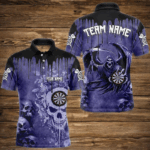 Custom Purple Gothic Skull Darts Shirts For Men, Personalized Cool Darts Team Jerseys Outfit TDM3463