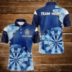Blue Icy Light Darts Polo & Quarter Zip Custom Dart Shirts For Men, Cool Darts Team Jerseys TDM3462
