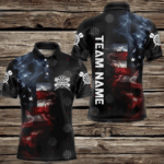 Smoke American Flag Darts Polo, Quarter-Zip Shirt Custom Patriotic Dart Shirts For Men Dart Jerseys TDM3454