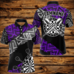 Custom Darts Shirts For Men Personalized Zig-Zag Pattern Dart Jerseys, Cool Dart Shirts |Blue TDM3444
