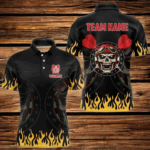 Personalized Fire Funny Skull Darts Polo & Quarter Zip Custom Men Darts Shirts Cool Dart Jerseys TDM3425