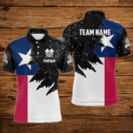 Personalized Texas Flag Grunge Men Darts Polo & Quarter-Zip Shirts, Patriotic Dart Jerseys Uniform TDM3416