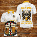 Funny Darts And Beer Aim For Fun Drink For Cheer Custom Men Dart Shirt, Drinking Darts Jersey|White TDM3398