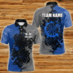 Personalized Darts Paint Blue And Grey Dart Shirts For Men Custom Grunge Dart Team Jerseys TDM3396