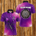 Purple Thunder Lightning Light Darts Polo & Quarter Zip Custom Darts Shirts For Men Darts Jerseys TDM3391